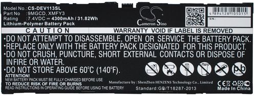 XMFY3 för Dell, 7.4V, 4300 mAh