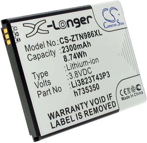 Li3823T43P3h735350 för ZTE, 3.8V, 2300 mAh