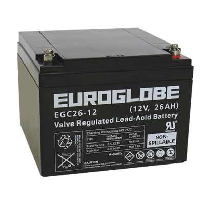 12V EGC26-12 (T12) AGM Batteri 26Ah 167 x 175 x 125 mm Euroglobe