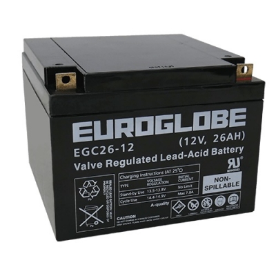 12V EGC26-12 (T3) AGM Batteri 26Ah 167 x 175 x 125 mm Euroglobe