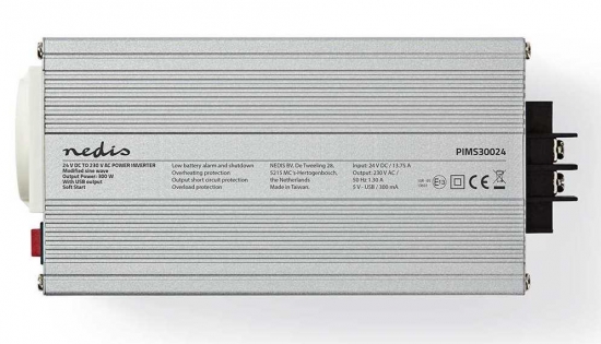 Strömomvandlare Modifierad Sinusvåg 24 VDC - AC 230V 300W F (CEE 7/3) / USB