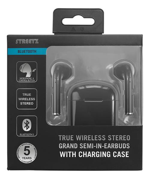 Streetz True Wireless Stereo hörlurar med laddningsetui