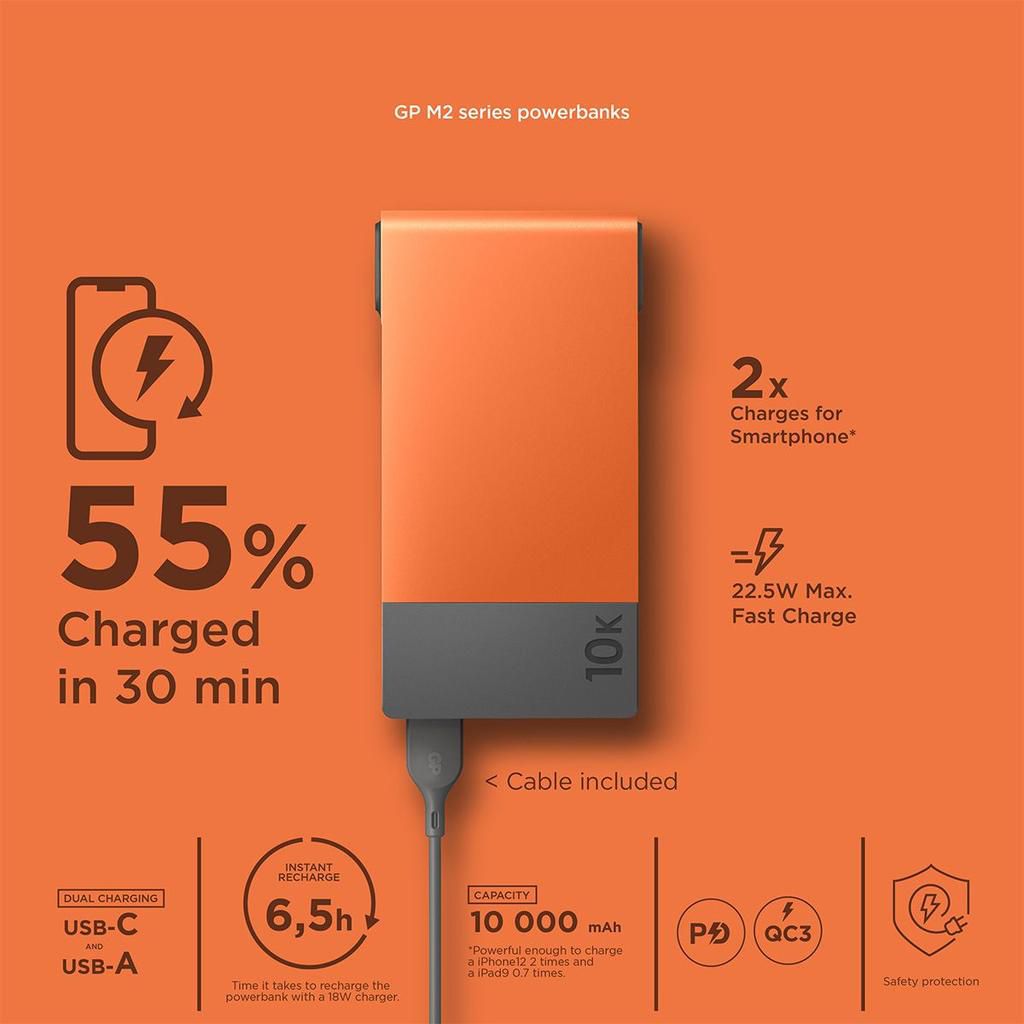 10000 mA hGP Powerbank M2 Orange (PD-Lading)