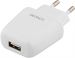 USB-Väggladdare 1xUSB 2.4A ladda smartphones och surfplattor. Vit