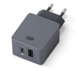 USB-Ladegerät GP für Wandsteckdose, 1xUSB-A 2.4A, 1xUSB-C 3A