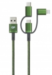 USB-A universal -synk-/laddarkabel - USB-C - Micro B ha, lightning GP grön 1m