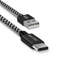 SiGN Skin USB-C-kabel 2.1A, 1.5 m - Svart/Hvit