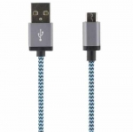 USB 2.0 kabel Typ A ha - Typ Micro B ha, 5-pin, för laddning/dataöverföring till mobiltelefoner/PDA, 1m, blå