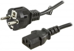Jordet apparatkabel CEE 7/7 til rett IEC 60320 C13, maks 250V/10A (0.5m) for tilkobling mellom enhet og stikkontakt.
