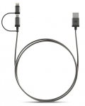 USB-A -synk/ladekabel -USB-C Micro B ha-Lightning ha, 1m,