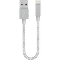SiGN USB kabel med Lightning 5V, 2.1A til iPhone & iPad Sølv/Nylon, 25cm